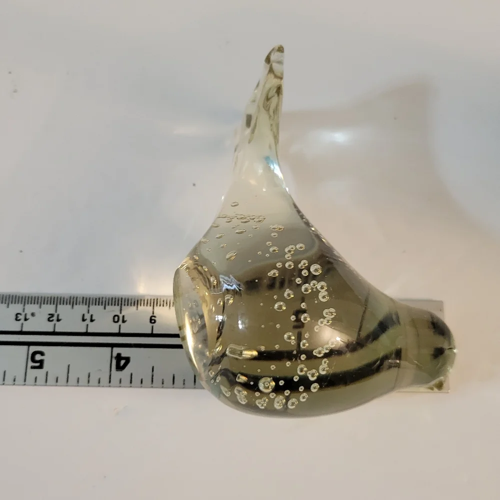 Art Glass Bird Paperweight Bubbles
